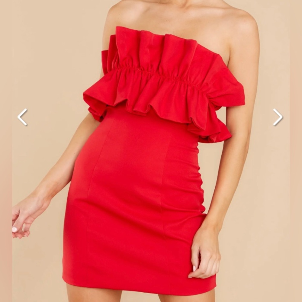 Red Ruffle Strapless DO+BE Dress